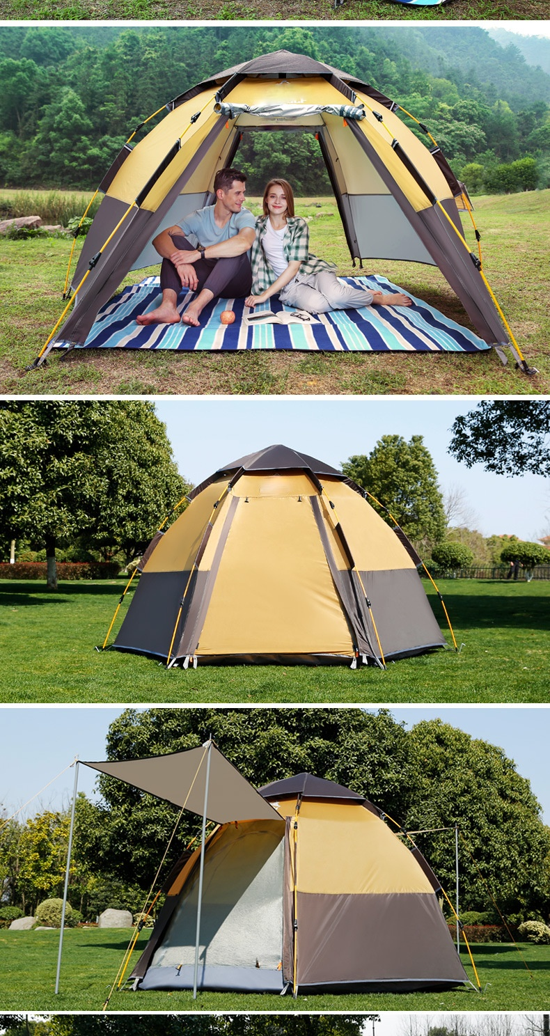Cheap Goat Tents Outdoor Hexagonal 3 4 People Multi Person Automatic Rainproof Camping Family Leisure Tent Upgrade Tents 